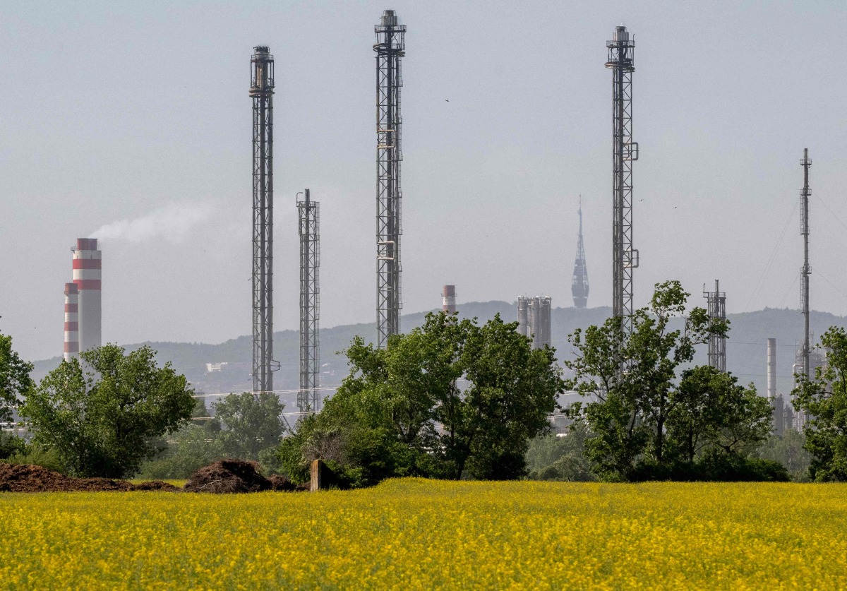 Picture taken on May 5, 2026 shows a general view of Slovakia's largest mineral oil refinery Slovnaft in Bratislava, Slovakia. (Photo by Joe Klamar / AFP)