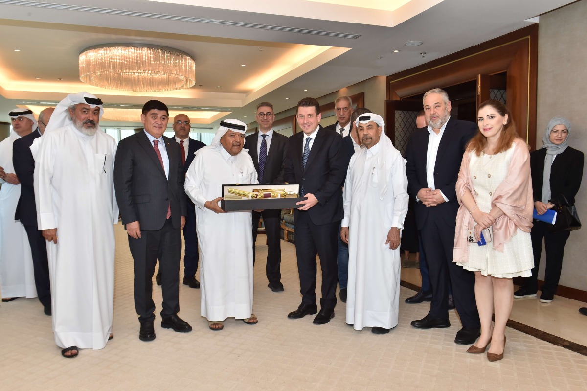 QBA Chairman Sheikh Faisal bin Qassim Al Thani, Chairman of the Turkish – Qatari Business Council, Abdullah Altunkum, Ambassador of the Republic of Turkey to Qatar H E Dr. Mustafa Goksu with other officials during the meeting.