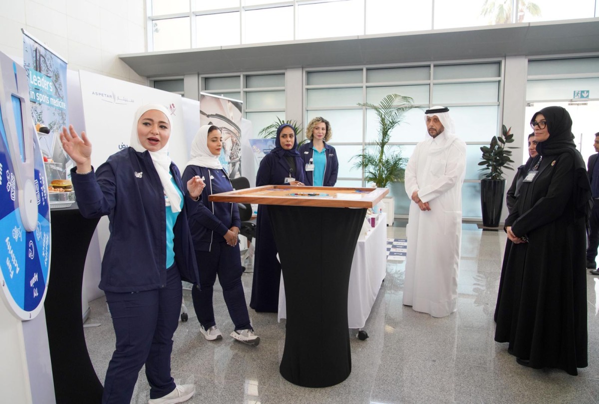 Minister of Public Health H E Mansoor bin Ebrahim Al Mahmoud touring booths of several healthcare institutions as part of International Nurses Day activities held yesterday. 