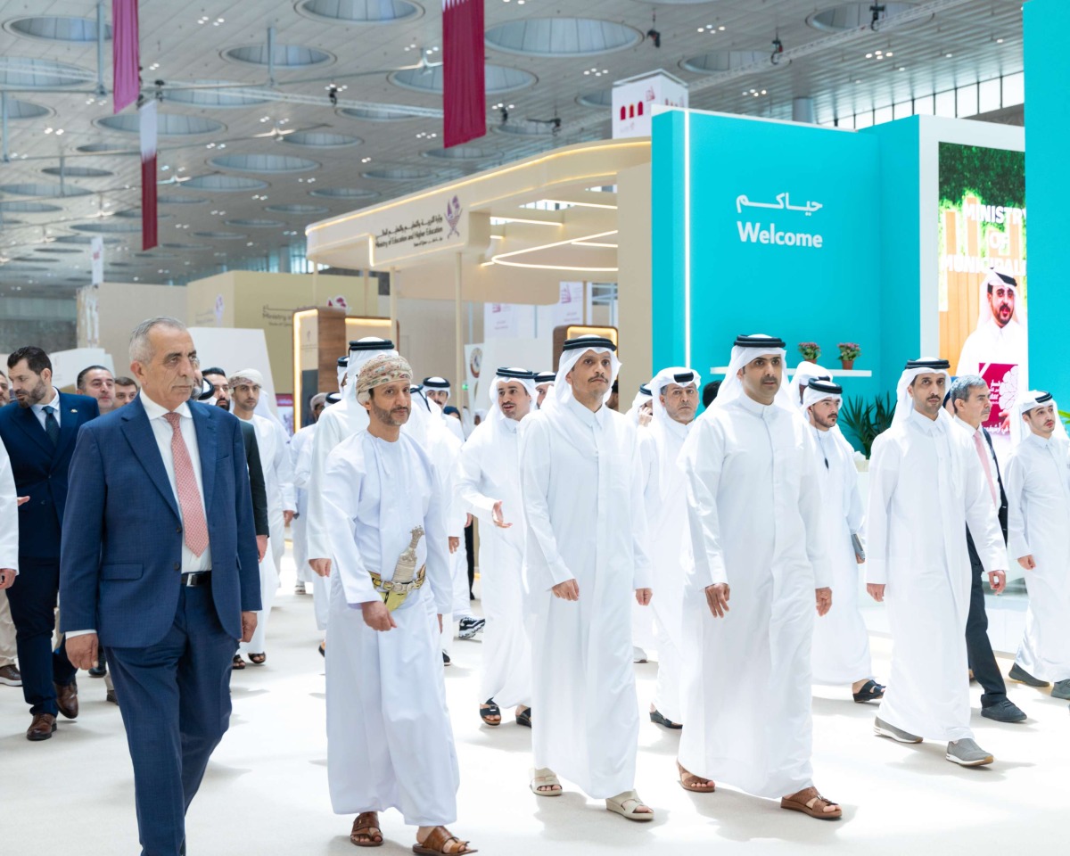 Prime Minister and Minister of Foreign Affairs H E Sheikh Mohammed bin Abdulrahman bin Jassim Al Thani inaugurating the 35th edition of the Doha International Book Fair at DECC yesterday.