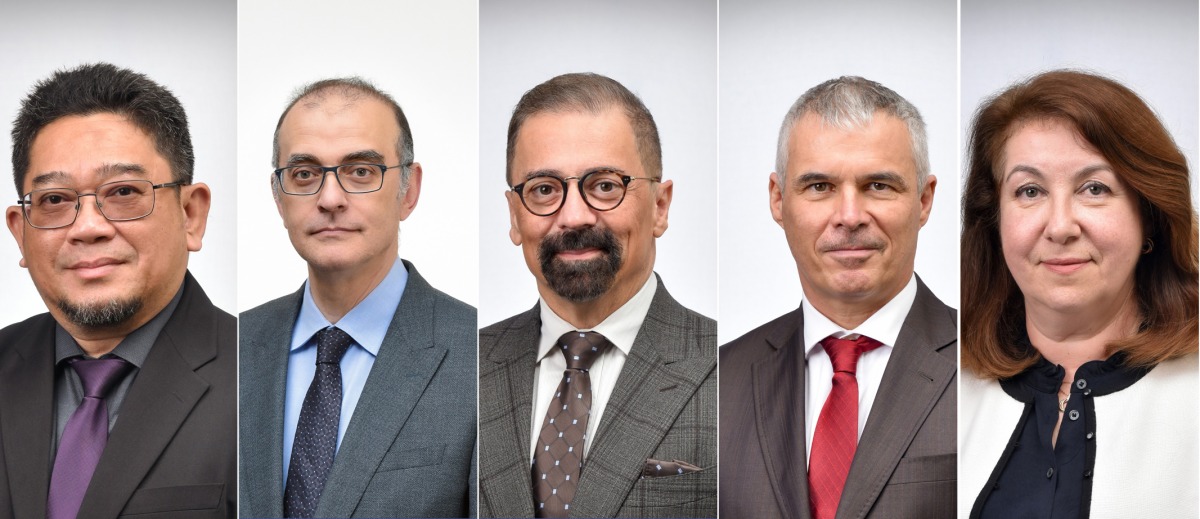 From left: Dr. Raja Mazuir Shah, Dr. Zakaria Maamar, Dr. Shahrokh Esfandiari, Dr. Vincent Mangematin, and Dr. Rosie Bateson.  