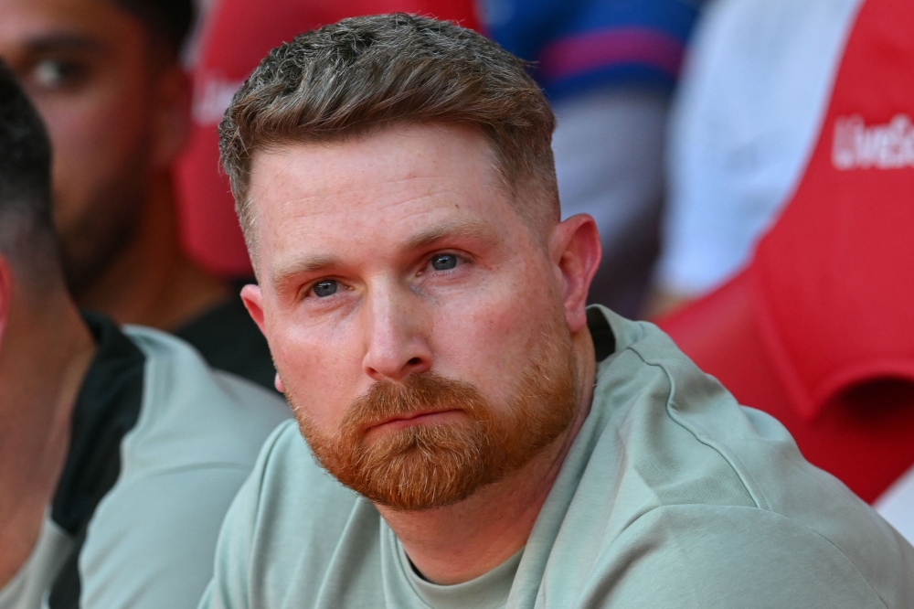 Chelsea's English interim coach Calum McFarlane looks on ahead of the English Premier League football match between Sunderland and Chelsea at The Stadium of Light in Sunderland in north east England on May 24, 2026. (Photo by Andy Buchanan/ AFP) 