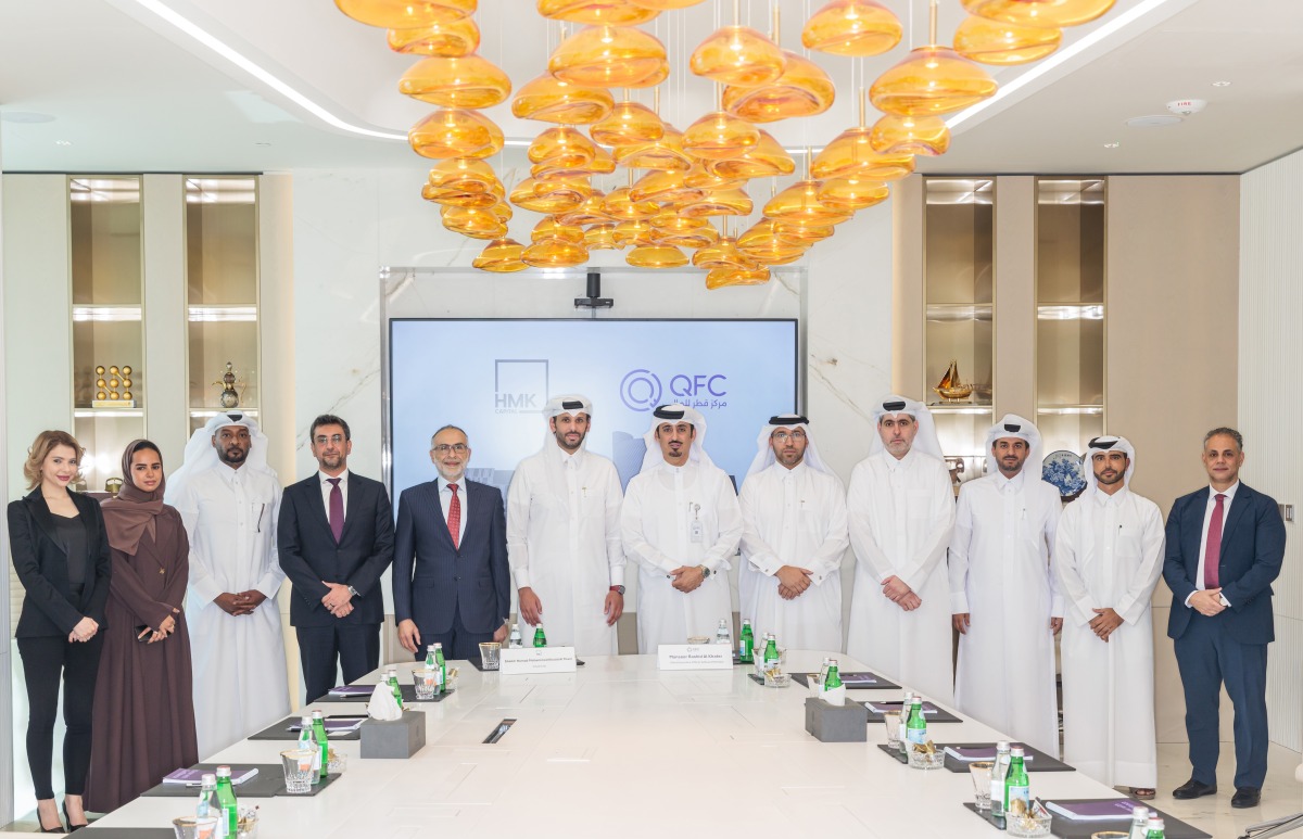 CEO of QFC Mansoor Rashid Al-Khater, Chairman & Founder of HMK Capital Sheikh Hamad Mohammed Khalid Al Thani with other officials during the event.