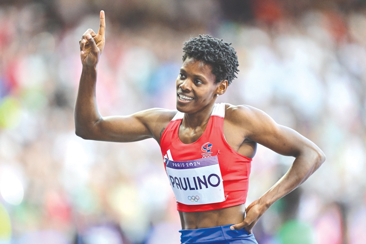 Dominican Republic’s Marileidy Paulino celebrates after winning the women’s 400m final at the Paris 2024 Olympic Games, in this August 9, 2024 file photo.