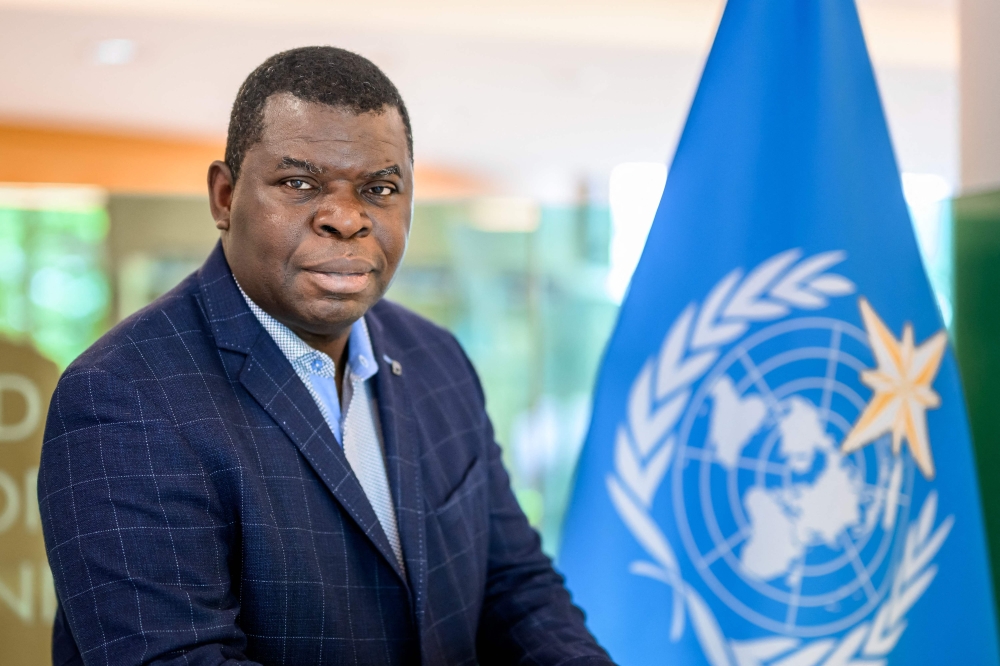 Head of climate prediction services at the World Meteorological Organization (WMO) Wilfran Moufouma-Okia poses at the WMO headquarters in Geneva, on June 1, 2026. (Photo by Fabrice Coffrini / AFP)