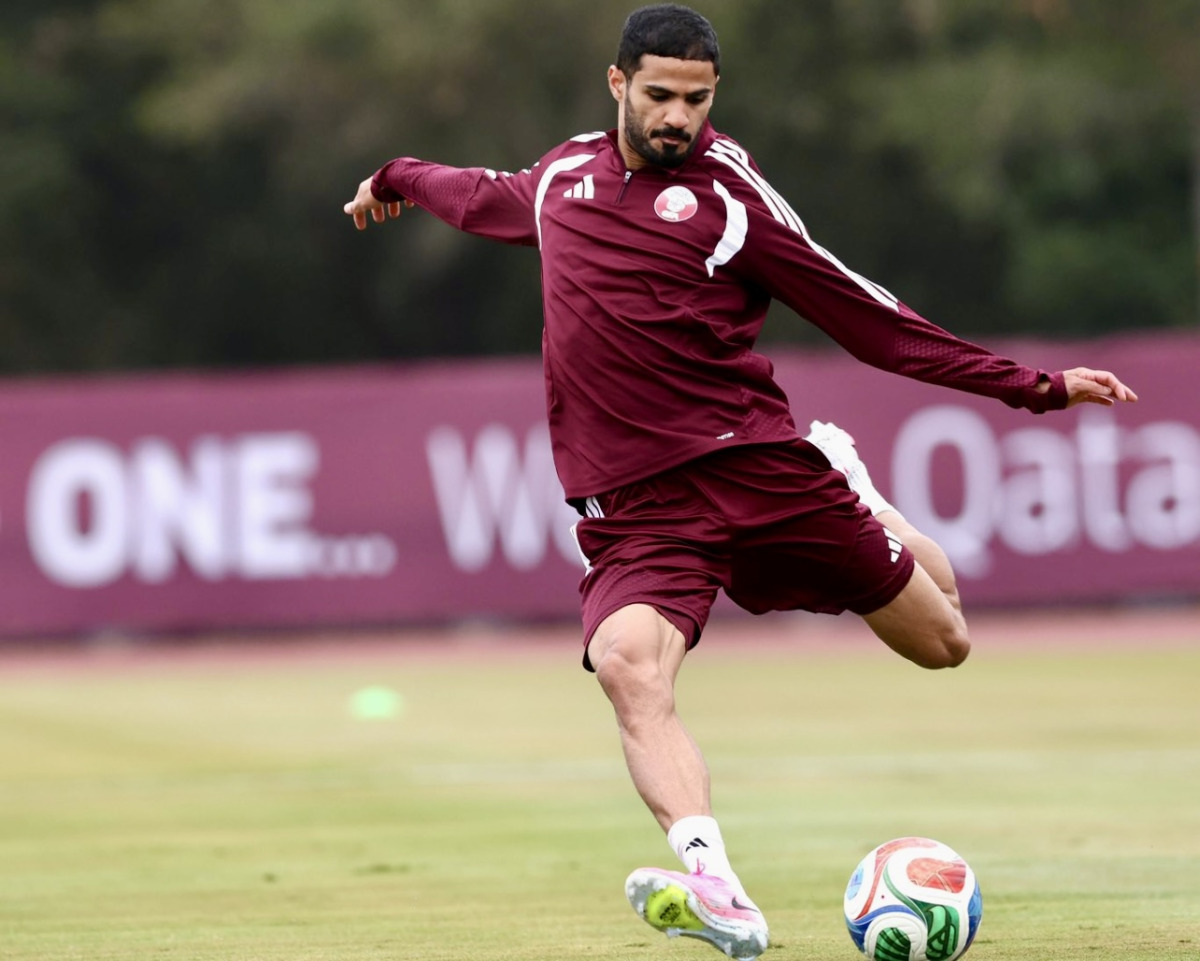 Qatar team player during FIFA World Cup training. Pic: QFA