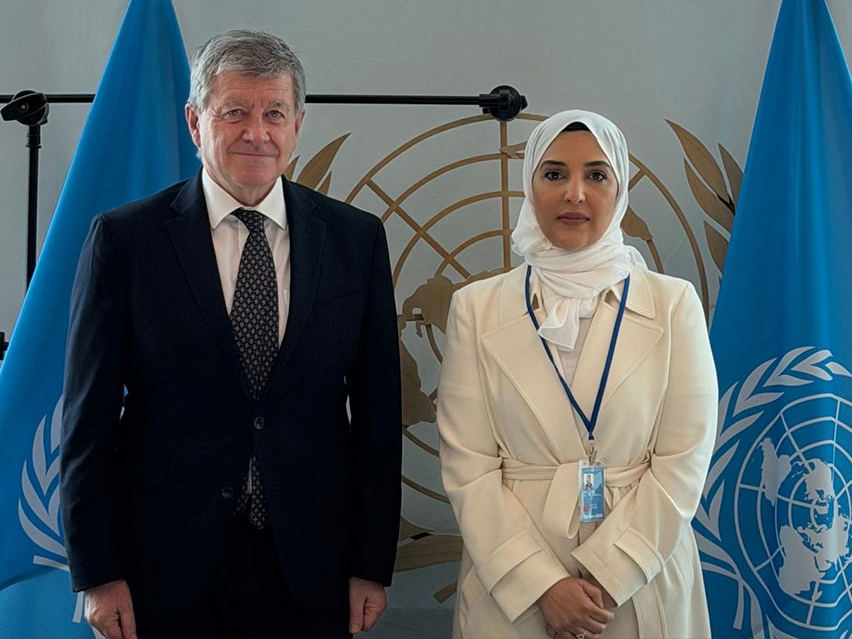 Chairperson of the National Human Rights Committee H E Maryam bint Abdullah Al Attiyah met with Under-Secretary-General of the United Nations Guy Ryder at the United Nations headquarters in New York.
