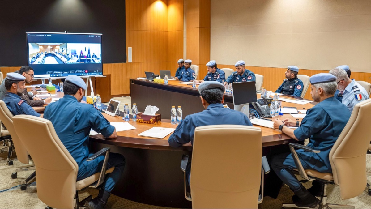 Lekhwiya officials with French National Gendarmerie officials during the videoconference meeting.