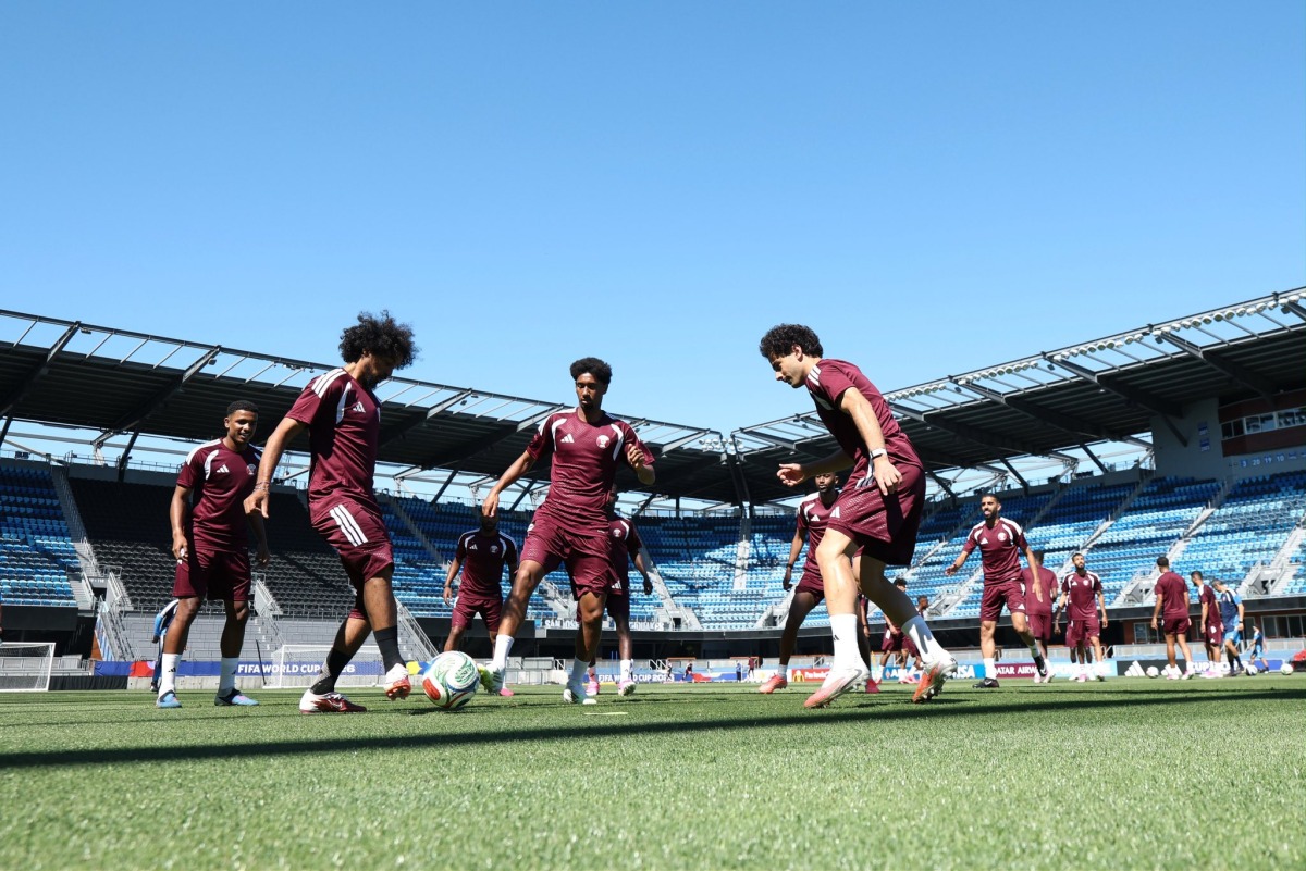 Qatar players during a training session.