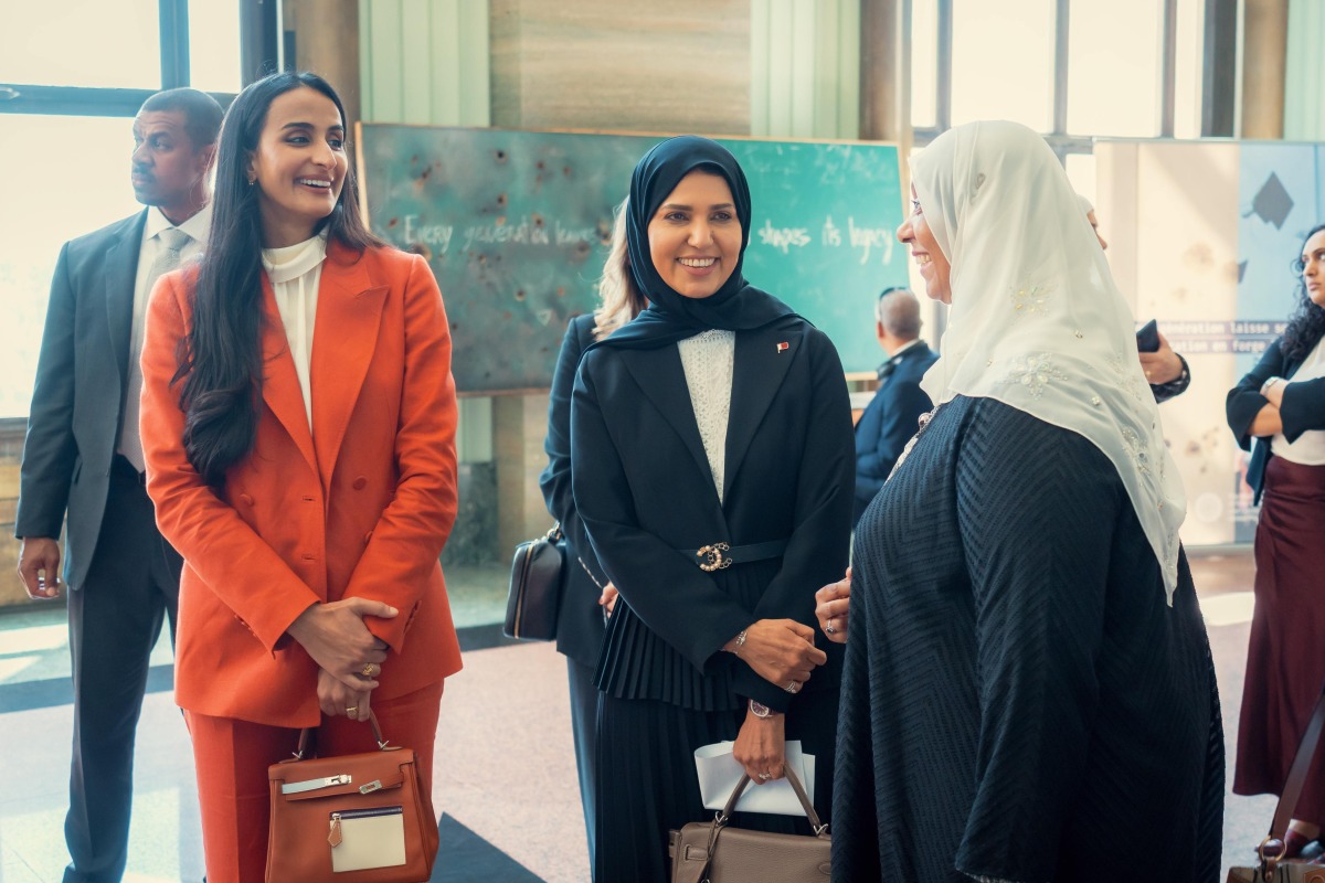 Vice Chairperson of Qatar Foundation, H E  Sheikha Hind bint Hamad Al Thani with Permanent Representative of the State of Qatar to the United Nations Office at Geneva, H E Dr. Hend Abdulrahman Al-Muftah during the event.