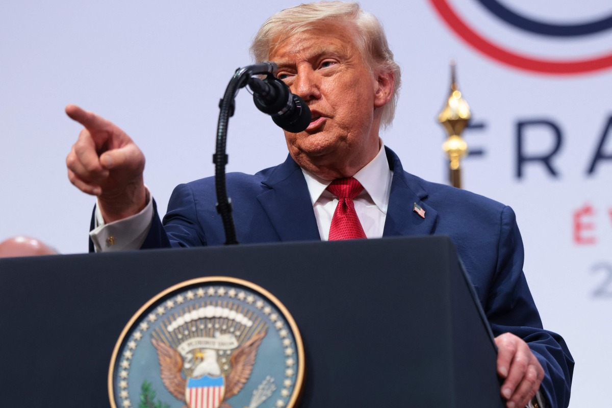 U.S. President Donald Trump takes questions from the media at a press conference during the G7 Leaders' Summit on June 17, 2026 in Evian-les-Bains, France. (Photo by Anna Moneymaker / GETTY IMAGES NORTH AMERICA / Getty Images via AFP)