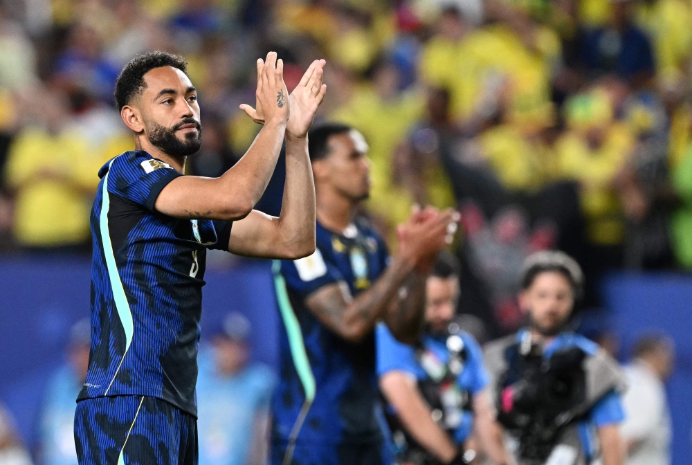 Brazil's forward #09 Matheus Cunha celebrates after winning the 2026 World Cup Group C football match between Brazil and Haiti at the Philadelphia Stadium in Philadelphia on June 19, 2026. (Photo by Roberto Schmidt / AFP)