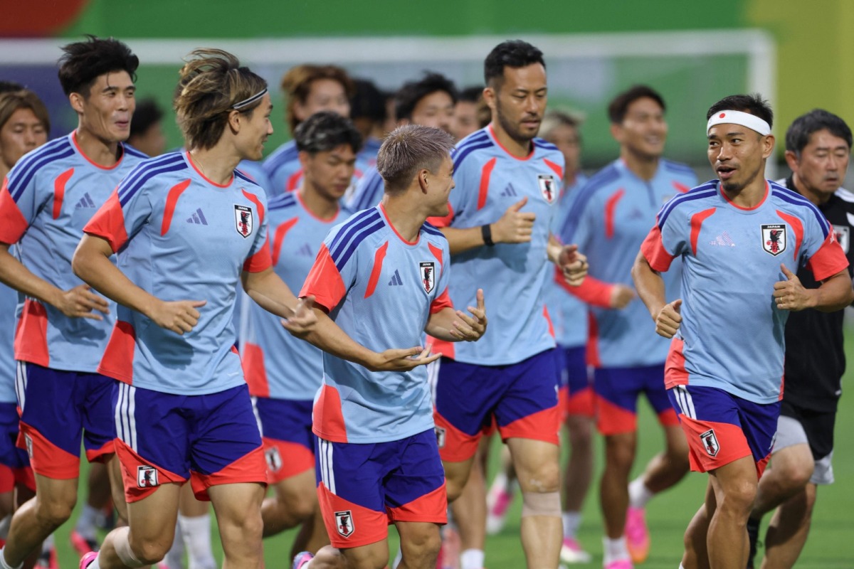 Japan's players take part in an MD-1 training session at the Rayados Training Centre in Santiago, near Monterrey, Mexico