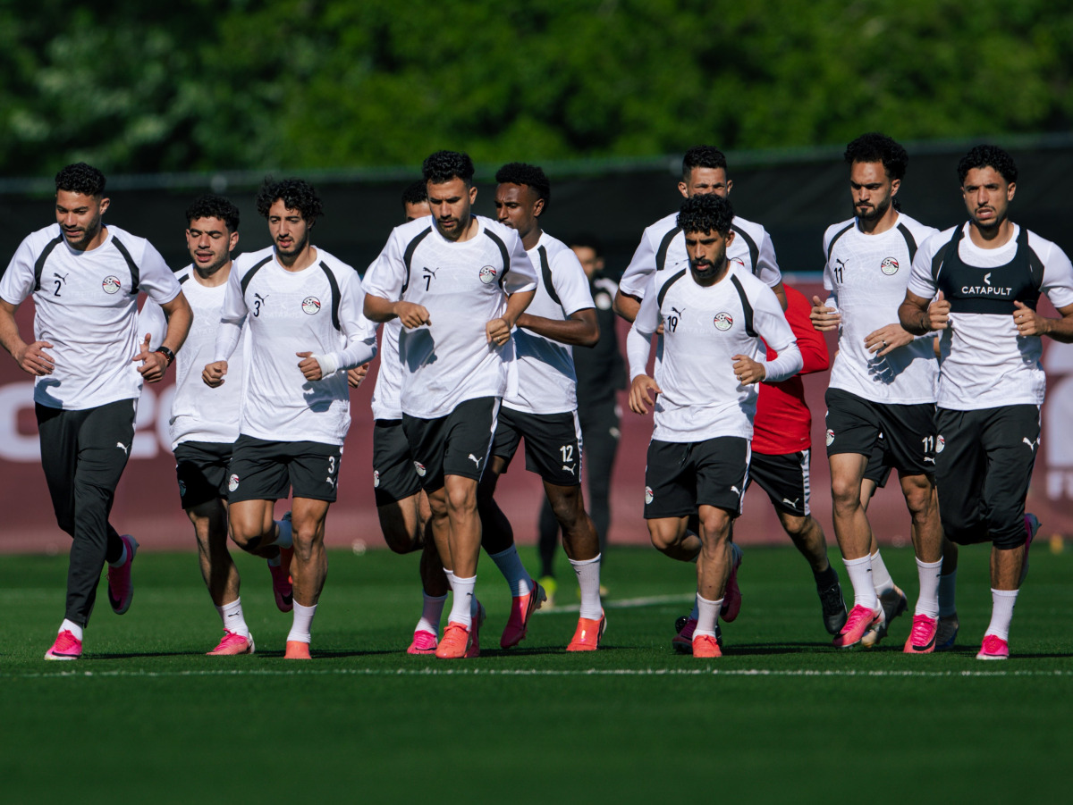 Egypt players during a training session yesterday. PIC: @EgyptNT