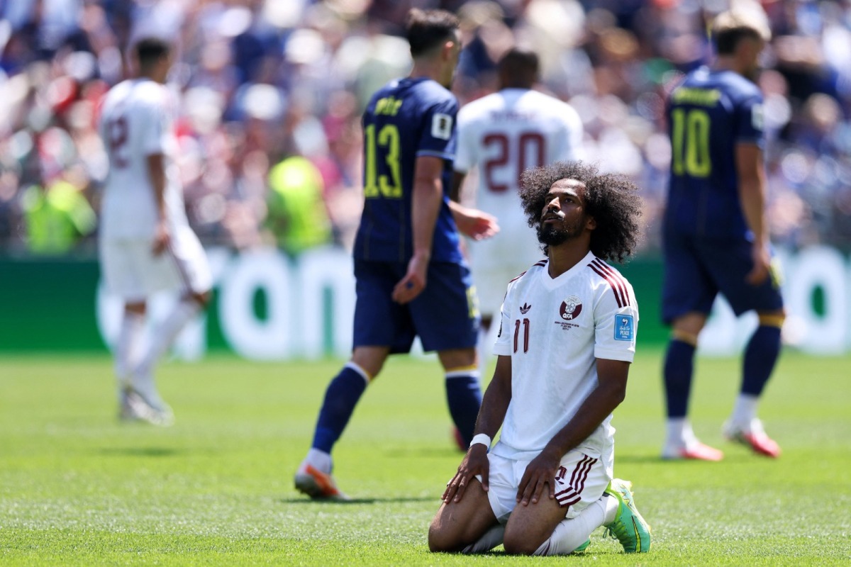 Akram Afif of Qatar reacts during the match against Bosnia and Herzegovina. AFP