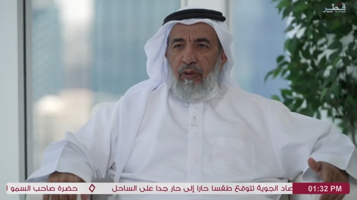 Minister of Awqaf and Islamic Affairs H E Ghanem bin Shaheen bin Ghanem Al Ghanim speaking during an interview.