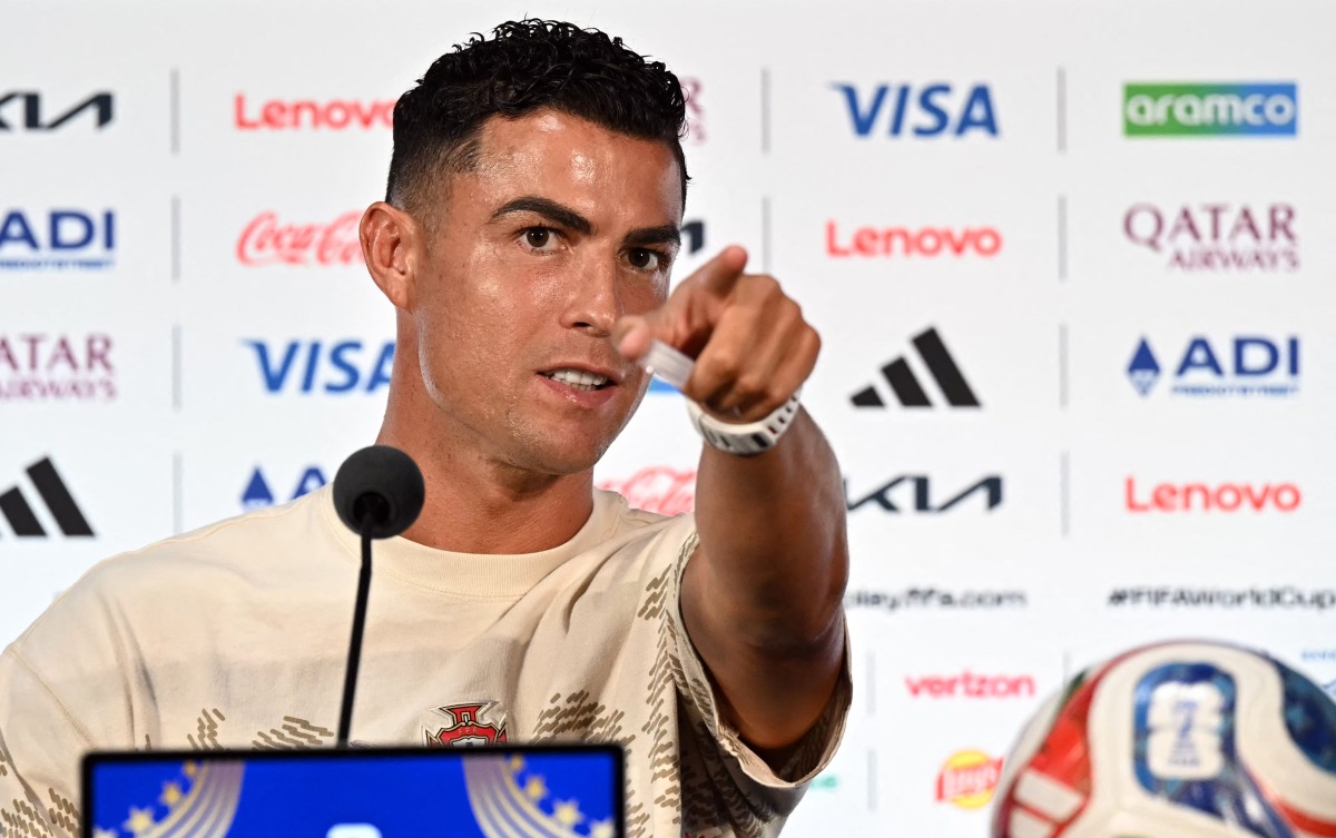 Portugal’s Cristiano Ronaldo during a press conference at the Dallas Stadium in Arlington, yesterday.