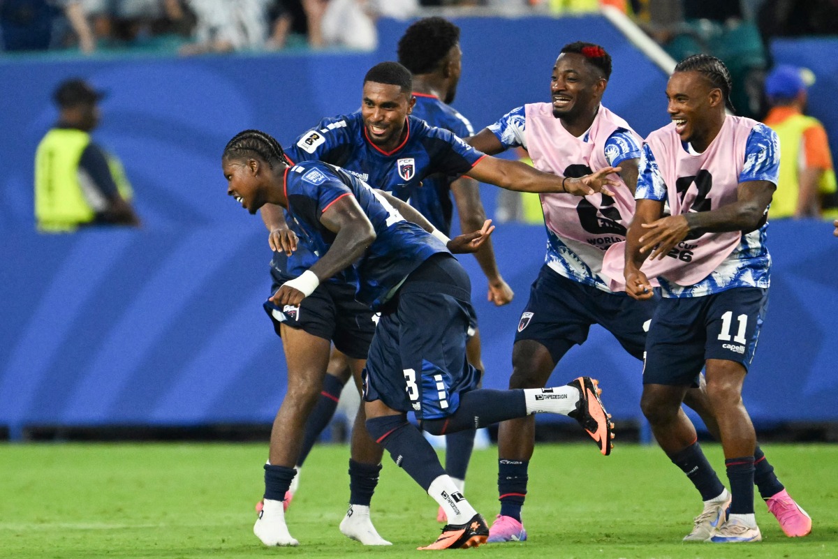 Cape Verde’s players celebrate after Sidney Lopes Cabral scored a goal against Argentina on Friday. 