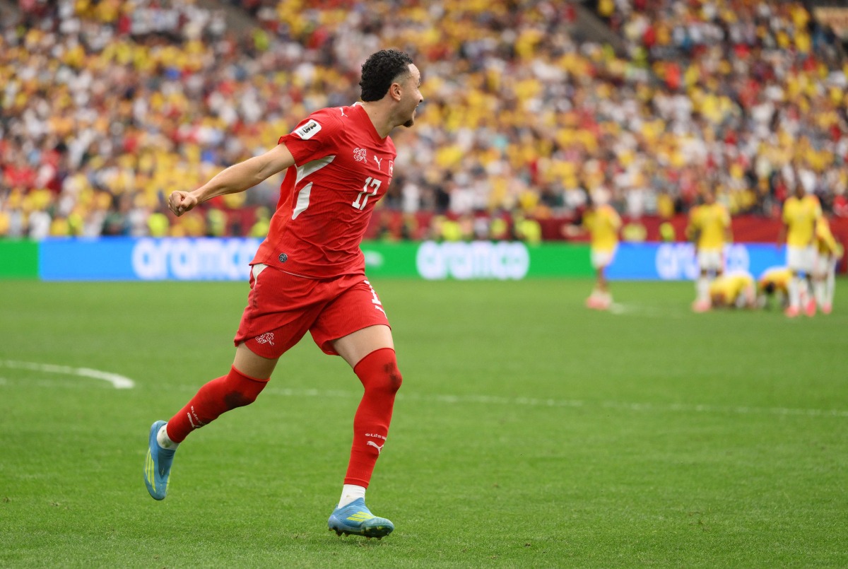 Ruben Vargas #17 of Switzerland celebrates after scoring the fifth and winning penalty in a penalty shootout during the FIFA World Cup 2026 Round of 16 match between Switzerland and Colombia at BC Place Vancouver on July 07, 2026 in Vancouver, British Columbia, Canada. (Photo by David Ramos / GETTY IMAGES NORTH AMERICA / Getty Images via AFP)
