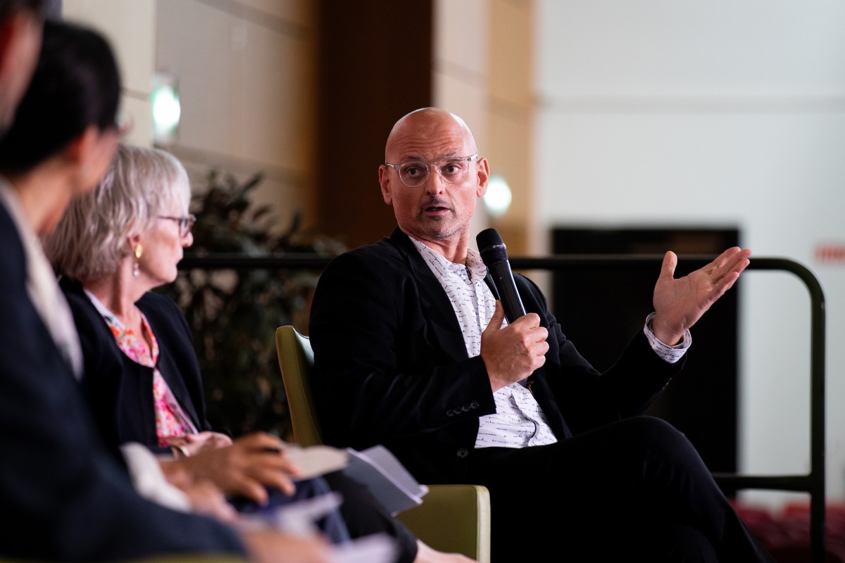 Dean and CEO of Northwestern University in Qatar Marwan M Kraidy speaking during conference’s flagship session.