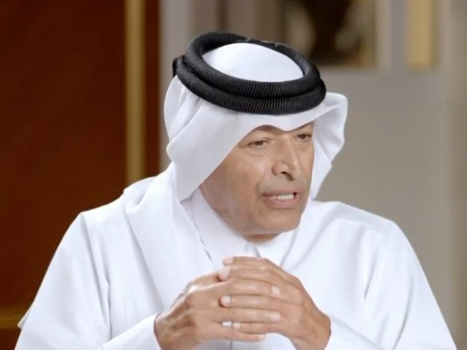Shura Council Speaker H E Hassan bin Abdullah Al Ghanim speaking during an interview with Qatar Television.