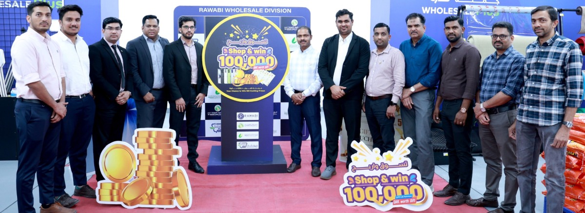 Al Rawabi officials and others during the launch of Shop & Win QAR 100,000 Worth Gifts’ campaign.