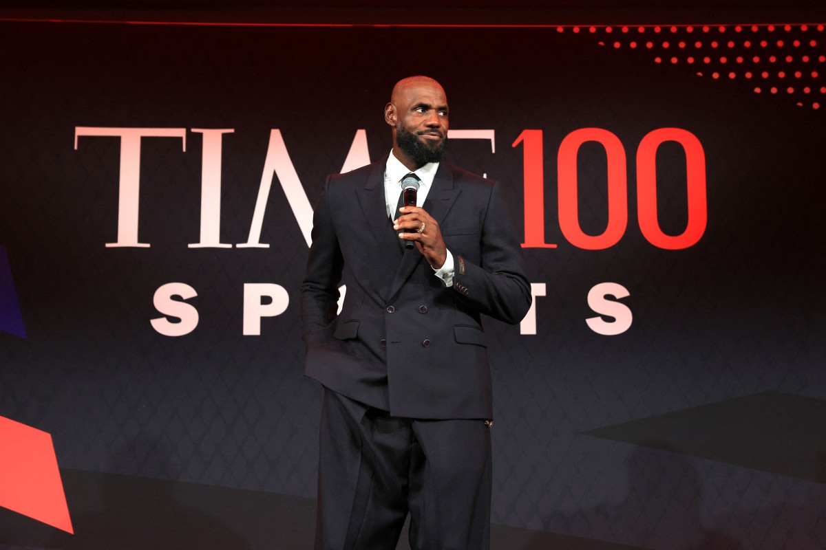 LeBron James speaks onstage during the TIME100 Sports Gala at Pier 60, Chelsea Piers on July 16, 2026 in New York City. (Photo by Jemal Countess / GETTY IMAGES NORTH AMERICA / Getty Images via AFP)
