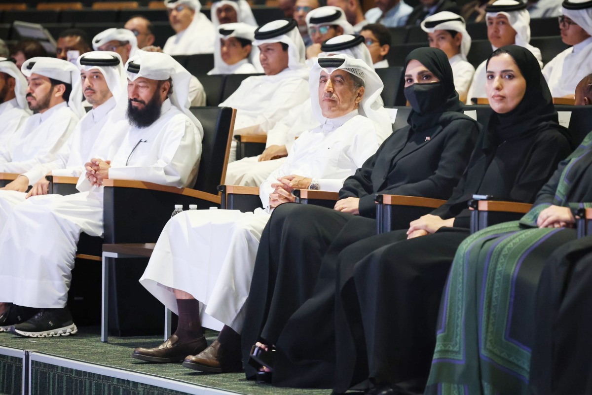 MoEHE Undersecretary Dr. Ibrahim bin Saleh Al Nuaimi and other officials and students during the closing ceremony of the summer programme yesterday.