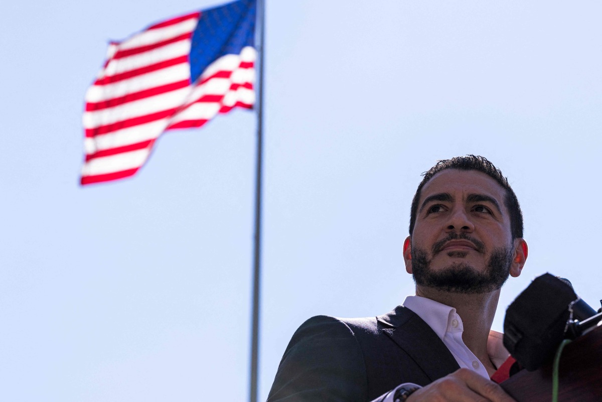 Michigan Democratic Senate primary winner Abdul El-Sayed speaks during a press conference in front of the Spirit of Detroit statue on August 05, 2026 in Detroit, Michigan. (Photo by Finn Gomez / GETTY IMAGES NORTH AMERICA / Getty Images via AFP)