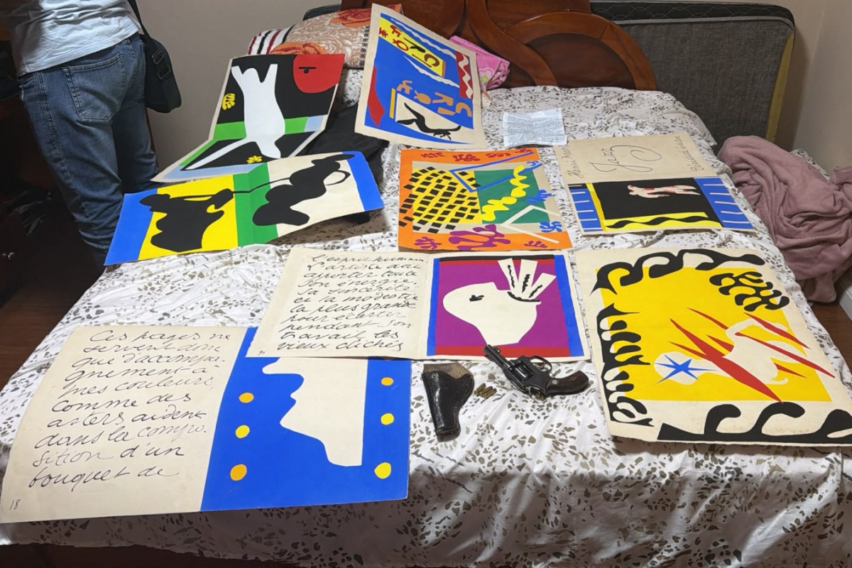 This handout picture released on August 13, 2026, by the Sao Paulo police press office shows eight recovered works by French artist Henri Matisse that had been stolen in December 2025 in Sao Paulo. Photo by Handout / SAO PAULO'S POLICE PRESS OFFICE / AFP