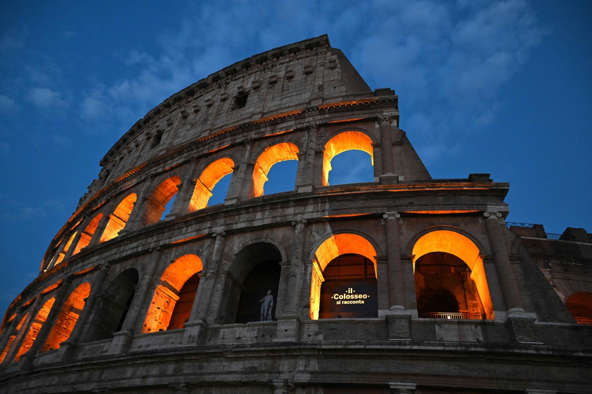 This photograph shows a view of the Ancient Colosseum during 