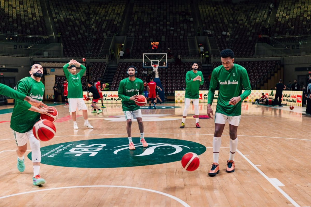 Saudi Arabia players take part in a training session.