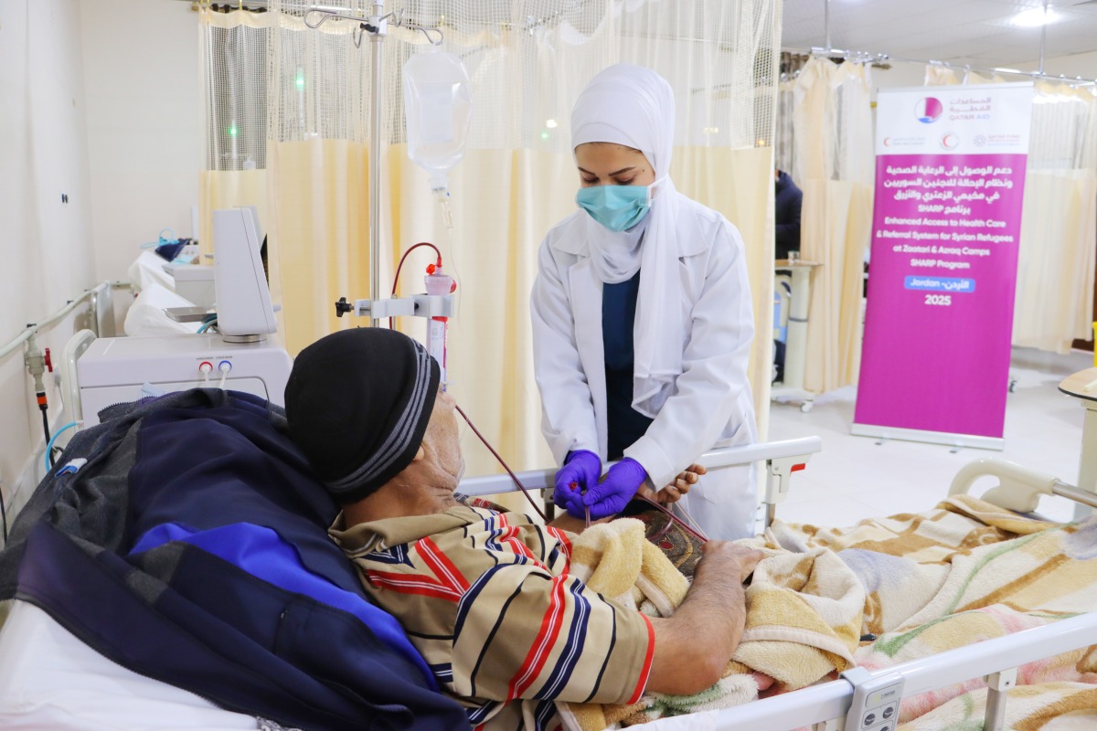 A patient during a dialysis session. 