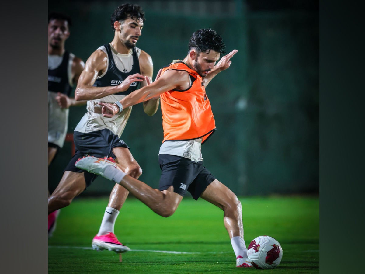 Al Wakrah players during a training session yesterday.