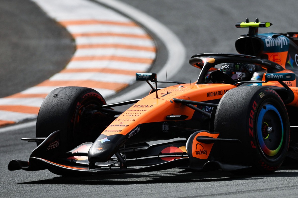 McLaren's British driver Lando Norris drives during the Formula One Dutch Grand Prix at The Circuit Zandvoort, western Netherlands, on August 23, 2026. (Photo by SIMON WOHLFAHRT / AFP)