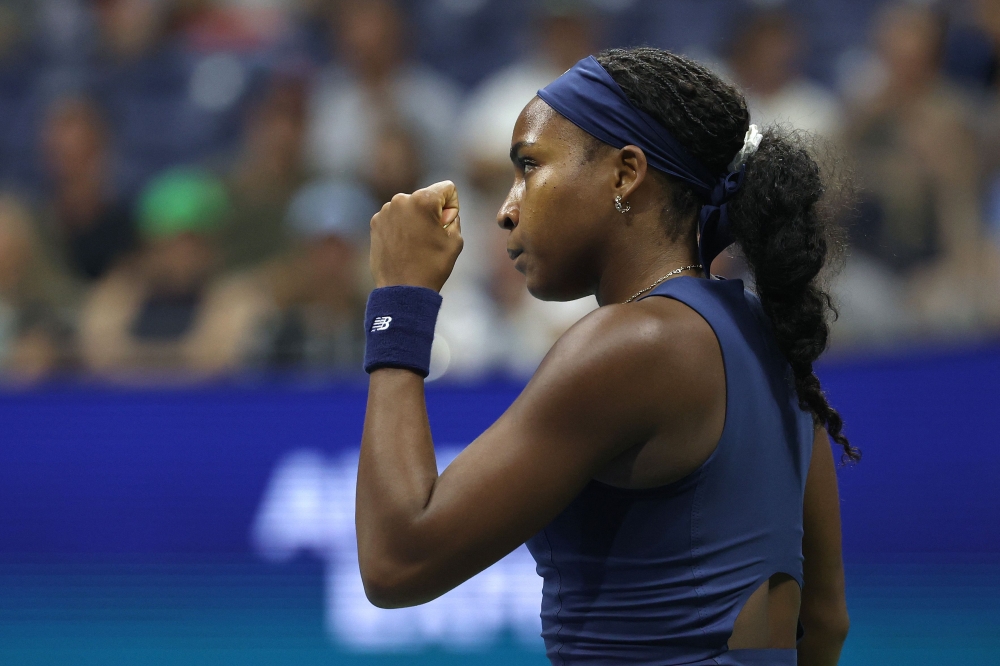 Coco Gauff of the United States reacts against Zeynep Sonmez of Turkey during their Women's Singles First Round match on Day Three of the 2026 US Open at USTA Billie Jean King National Tennis Center on September 01, 2026 in the Flushing neighborhood of the Queens borough of New York City. (Photo by Patrick Smith /AFP)