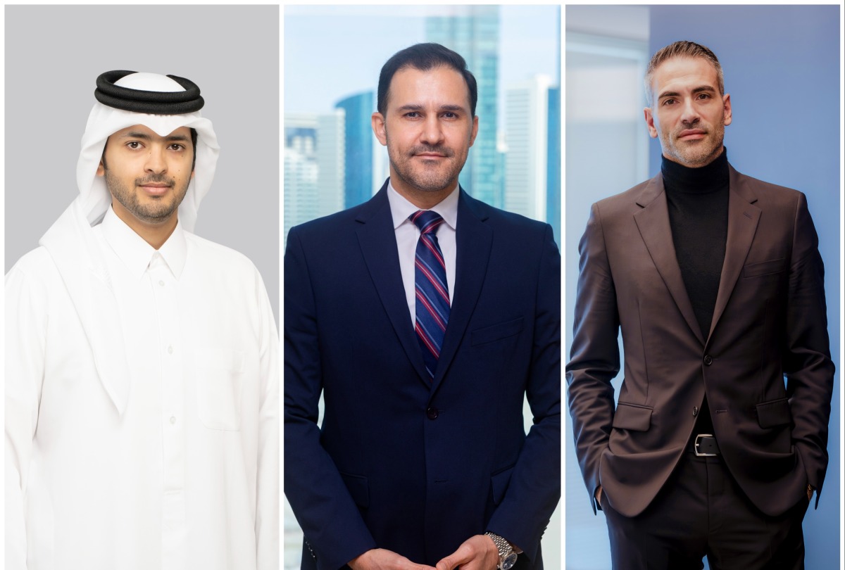 FROM LEFT: Board member of Al Faisal Holding Sheikh Jassim bin Faisal Al Thani, Chief Strategy Officer at Al Faisal Holding Ali Mahmoudy, and Founder & CEO of BKN301 Stiven Muccioli.