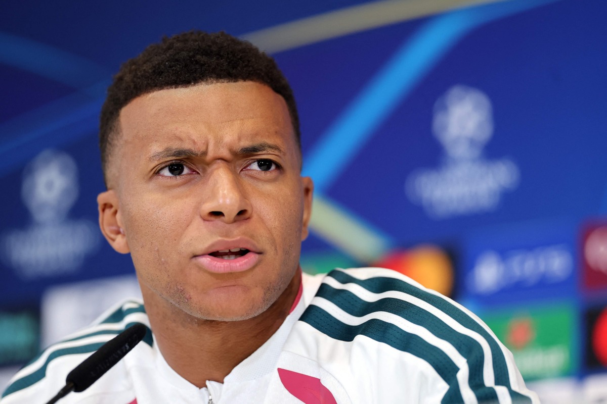 Real Madrid's French forward #10 Kylian Mbappe gives a press conference at the Ciudad Real Madrid training ground in Madrid on September 7, 2026 ahead of the UEFA Champions League first round day 1 football match between Real Madrid and Inter Milan. (Photo by Thomas COEX / AFP)