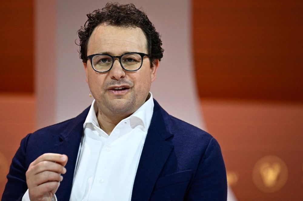 (Files) Dario Amodei, co-founder and CEO of Anthropic takes part in a debate at the Vivatech technology start-ups and innovation fair, at the Porte de Versailles exhibition center in Paris, on May 22, 2024. (Photo by Julien De Rosa / AFP)
