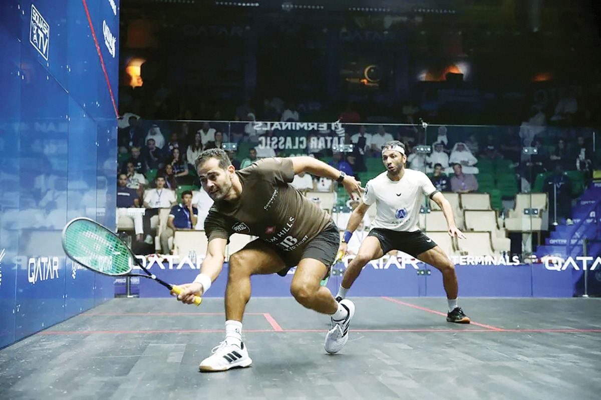 Egypt's Karim Abdel Gawad (left) in action against Qatar's Abdulla Al Tamimi.