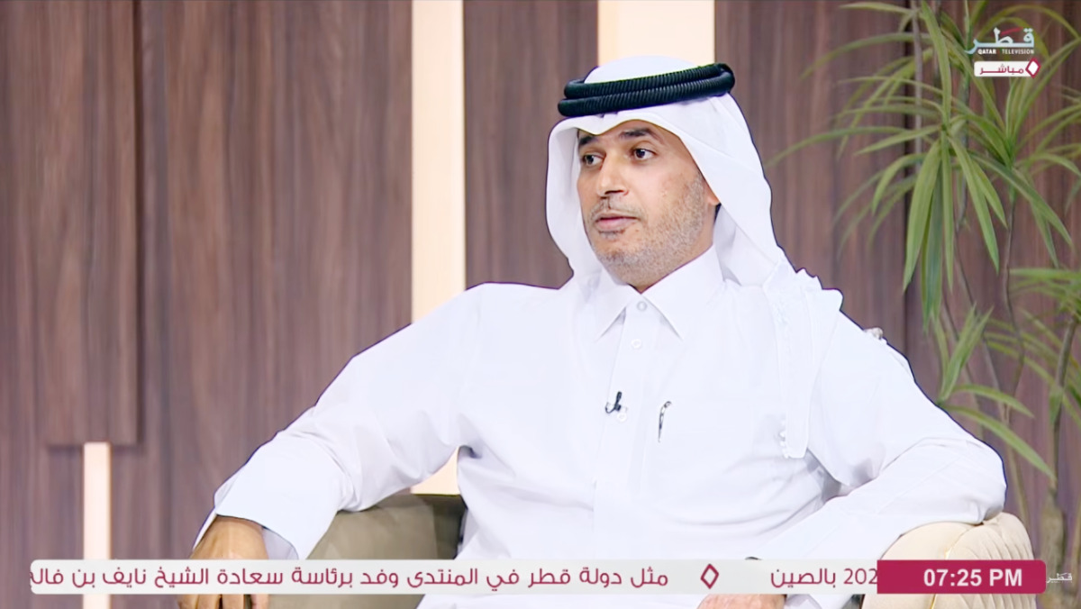 Editor-in-Chief of The Peninsula Prof. Khalid Mubarak Al-Shafi speaking during an interview with Qatar Television recently.