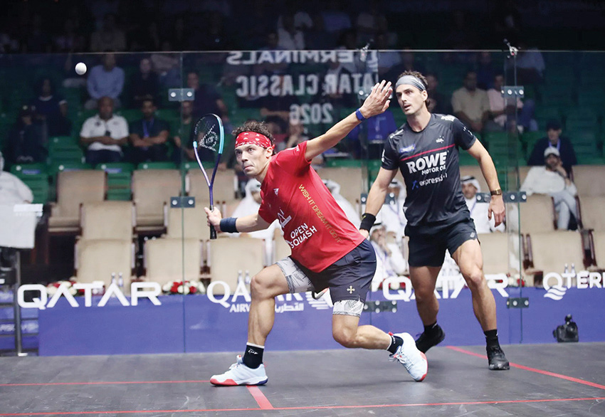 France's Victor Crouin (left) in action against Paul Coll of New Zealand.