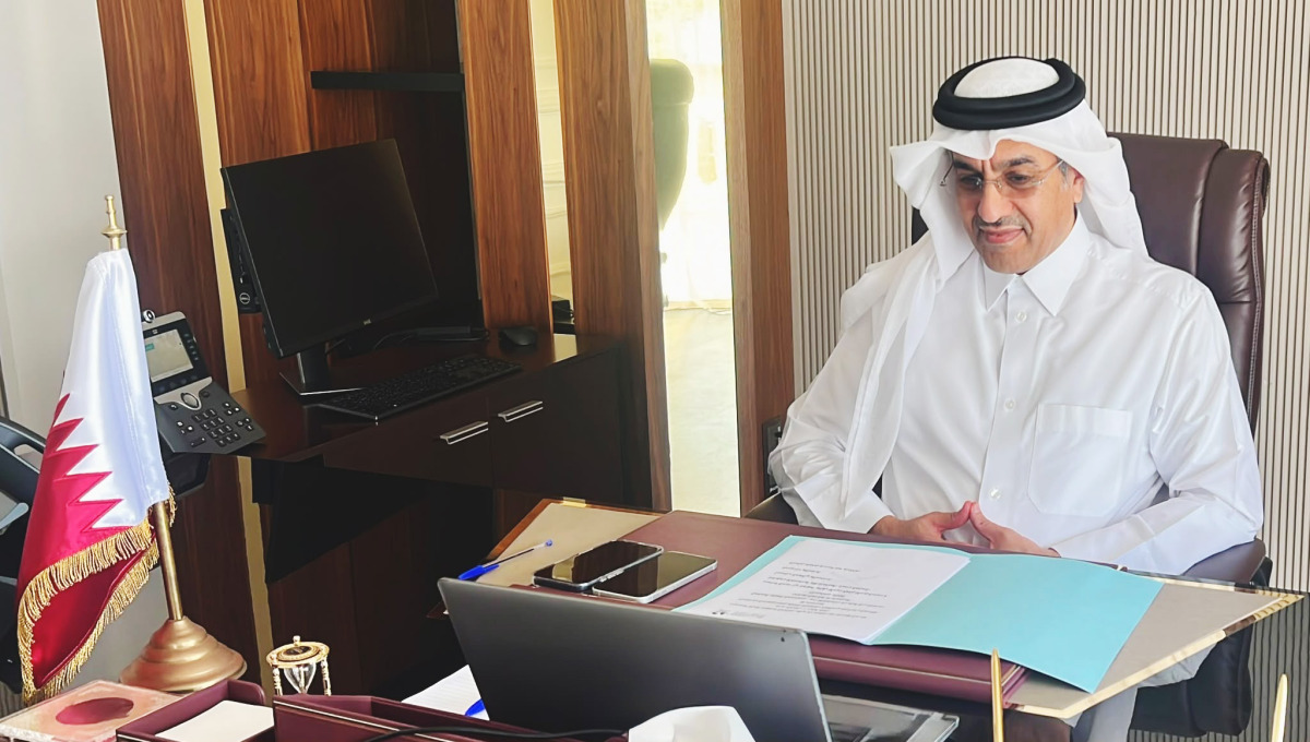 Minister of Labour H E Dr. Ali bin Smaikh Al Marri participates in the 2026 Annual Forum of the Global Coalition for Social Justice held virtually.
