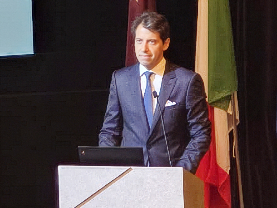 Italian Ambassador to Qatar H E Paolo Toschi delivering his address at the event.