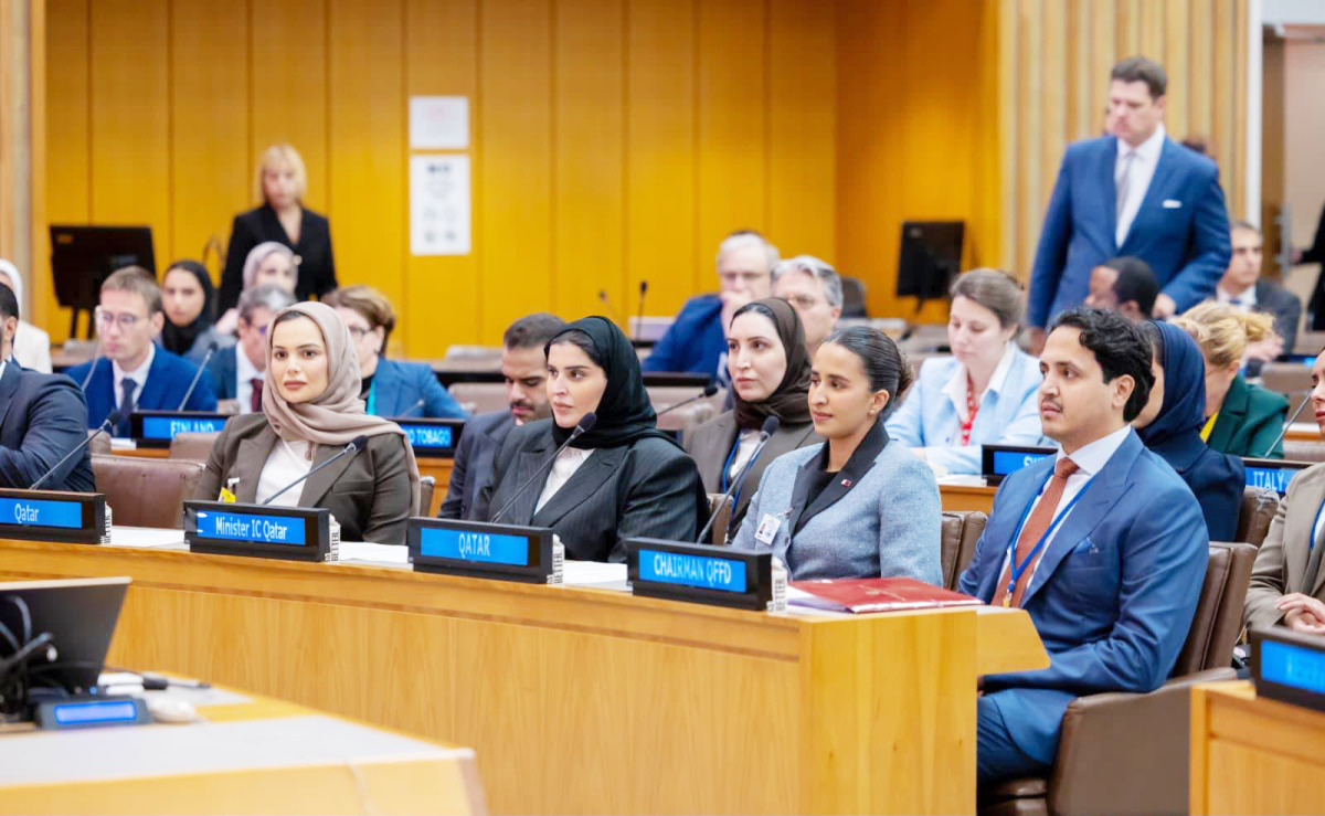 Chairperson of QFFD H E Sheikh Thani bin Hamad Al-Thani and Minister of State for International Cooperation H E Dr. Maryam bint Ali bin Nasser Al Misnad during the event.