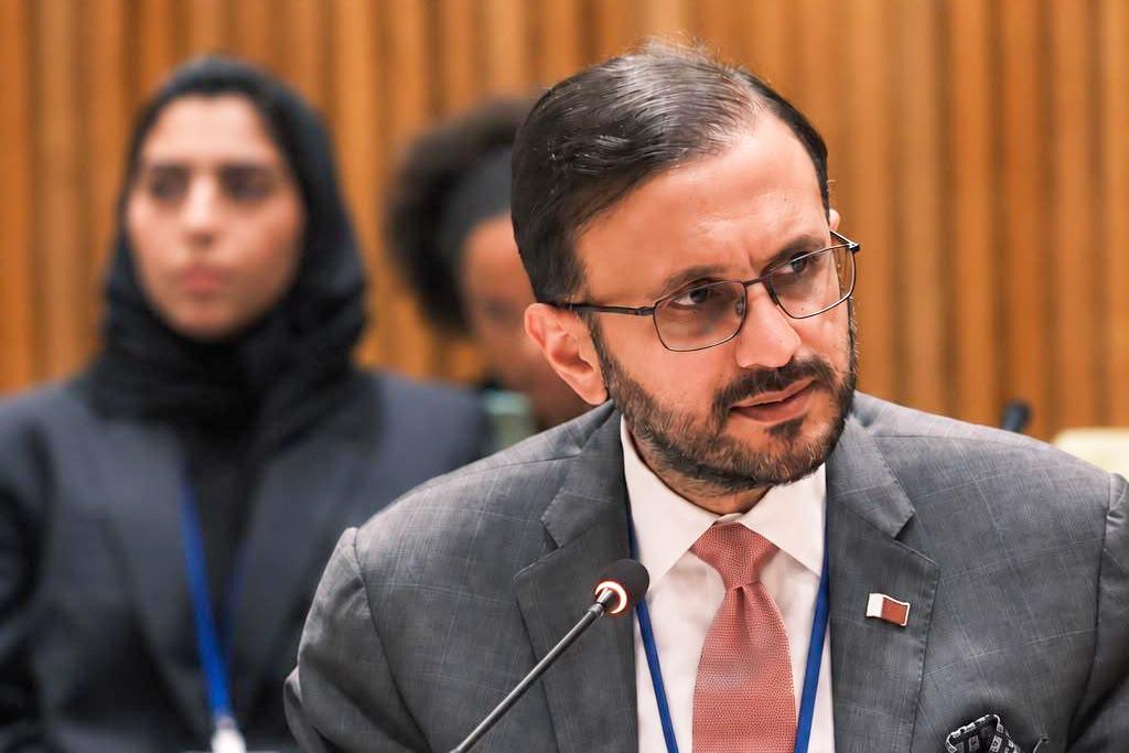 Advisor to the Prime Minister and Spokesperson for the Ministry of Foreign Affairs Dr. Majed bin Mohammed Al Ansari during the meeting.