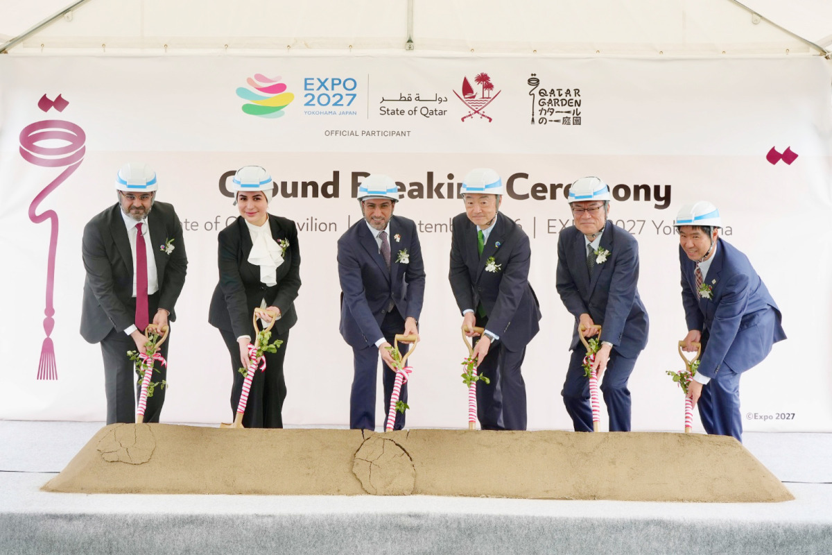 Ambassador of Qatar to Japan and Commissioner General of the State of Qatar Pavilion at the Expo H E Jaber Jarallah Al Marri during the foundation stone laying ceremony.