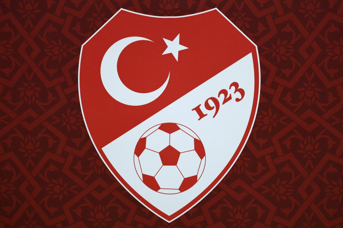 A photo shows the logo of the Turkish Football Federation (TFF) is Izmit, Turkey, on September 24, 2026. (Photo by FRANCK FIFE / AFP)