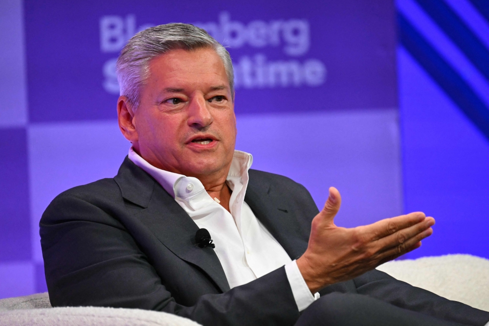 Co-CEO of Netflix Ted Sarandos speaks during the Bloomberg Screentime 2026 conference in Los Angeles, on September 30, 2026. (Photo by Patrick T. Fallon / AFP)
