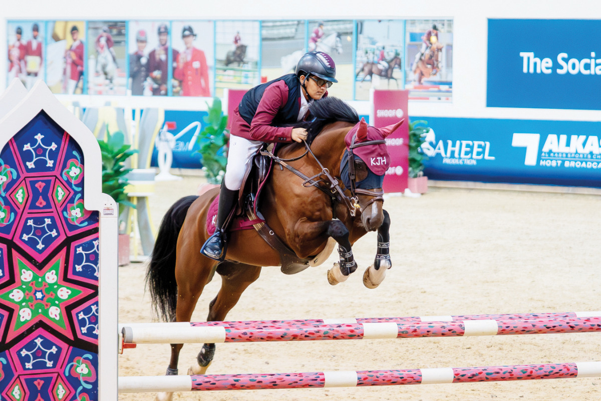 Khalifa bin Joaan bin Hamad Al Thani in action on the opening day of Hathab.